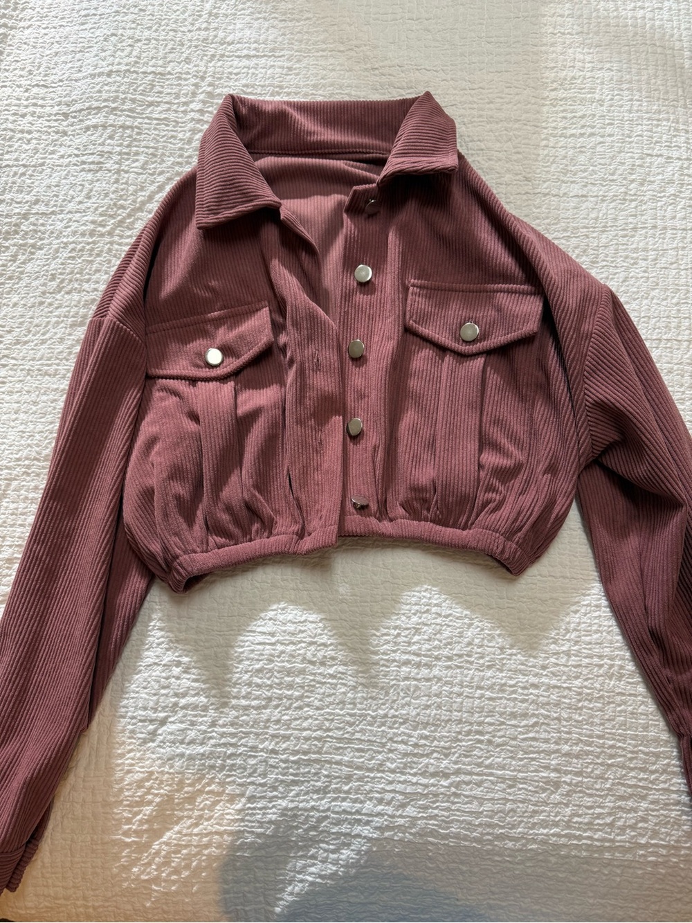 HALARA Cropped Corduroy Jacket in Dusty Mauve